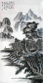 潘长春作品1《古木村居》132x68cm 2007年